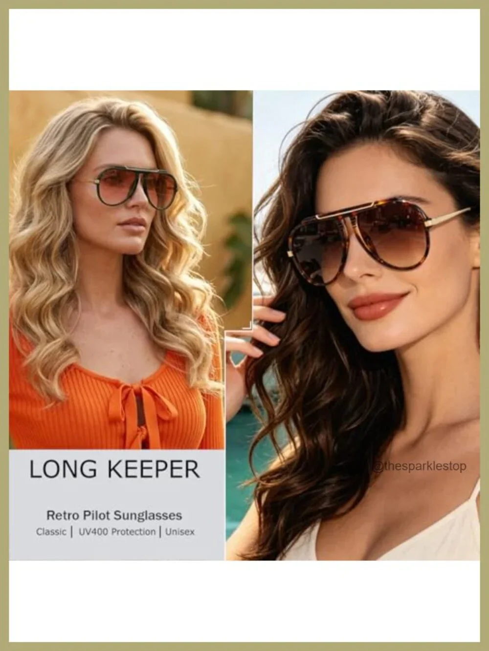 Oversized Retro Aviator Sunglasses UV400 Flat Top Driving Glasses